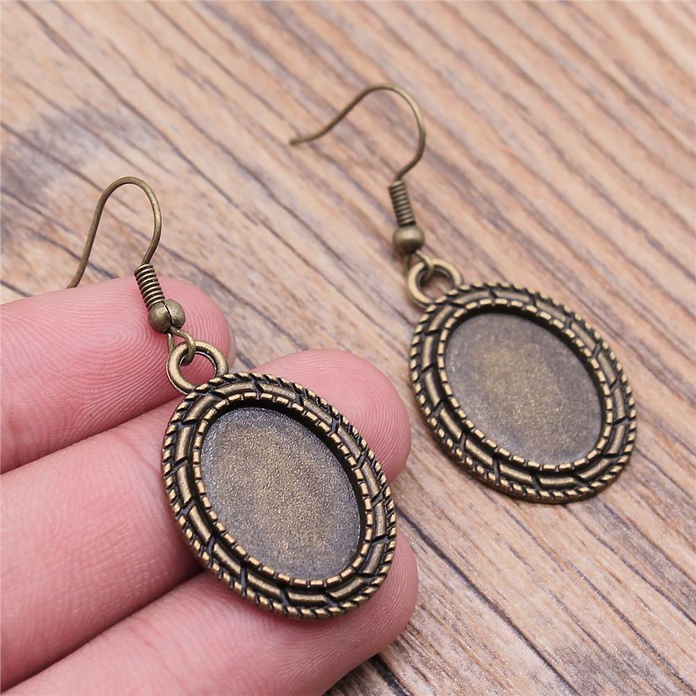 Fit 13x18mm Cabochons Oval Blank Setting Bezel Blank Cabochon Earring Base For DIY Earring Making