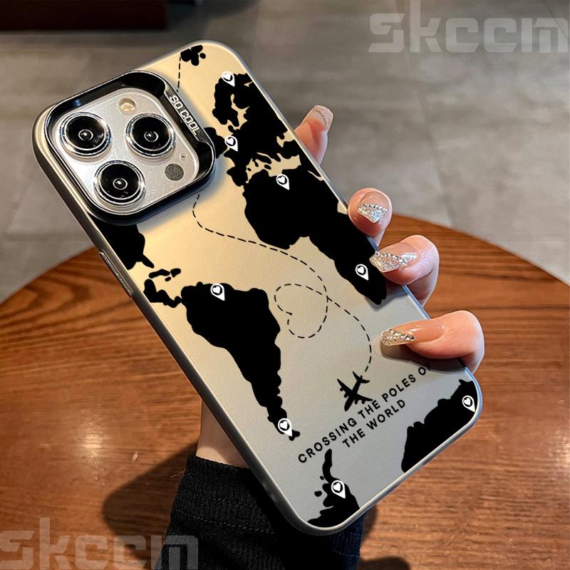 

Черный чехол для телефона с дизайном маршрутной разметки самолета для iPhone 16 Pro Max 15 14 Plus 13 12 11 7 8 X XS XR Противоударная жесткая крышка iPhone 15 Pro
