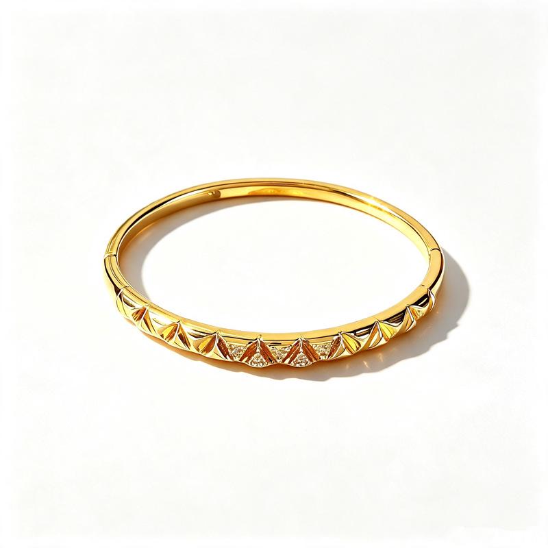Gold-Plated Copper Diamond Pattern Bracelet: Stylish & Versatile Fashion Jewelry