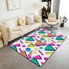 Retro Memphis Style Geometric Print Area Rug, 80s Neon Colorful Non-Slip Floor Mat for Living Room Bedroom Home Decor Carpet