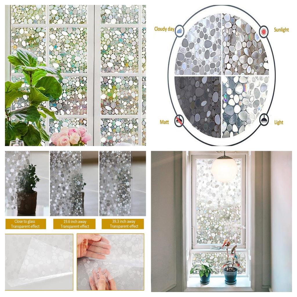 Wide 75/90 Cm Frosted Glass Privacy Film Non-Adhesive Window Glass Films Heat Regulation Static Cling Removable Window Decals