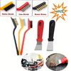 5-Piece Kitchen Cleaning Brush Set with Gas Stove Scraper and Wire Brush for Oil and Dirt Removal on Range Hood and Cooktops