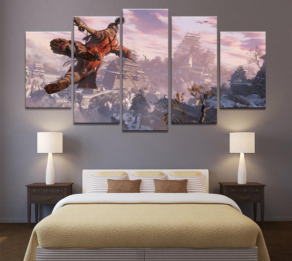 Unframed 5Pcs SEKIRO Shadows Die Twice Games Canvas Posters Wall Art Pictures HD Paintings Home Decor for Living Room Decoration