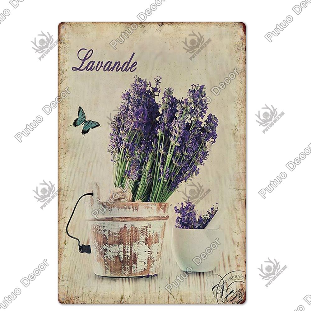 Putuo Decor Flower Vintage Poster Plaque Metal Tin Sign Wall Decorative for Barn Room Kitchen Garage Iron Painting