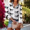 Damen Niedliches Tierprint Knopfleiste Hemd Oversized Langarm Hemdbluse Leopard Zebra Mix Super Bequem Freizeitkleidung