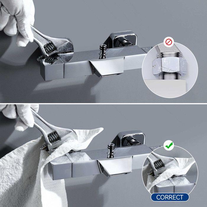 Colonne de douche - Mitigeur thermostatique - Pomme haute 30x20 cm - Chrome - Baignoire/Salle de bain