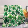 1PC Four-leaf clover Print FlAannel Blanket, High quality Comfortable for All Seasons, Home Decor, Warmth and Comfort