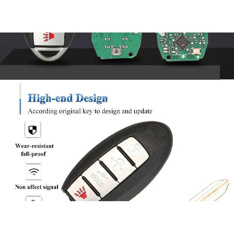 jingyuqin S180144801 Smart Keyless Remote Car Key For Nissan Altima Versa 2019 2020 433MHz 4A Chip Fob 285E3-6CA1A KR5TXN1