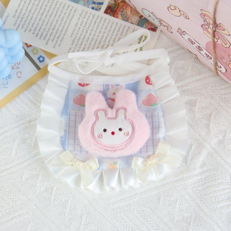 Cute Animal Bib Necklace for Small Medium Dogs All Season Unisex Collar Accessories Adorable Lattice Lace Up Pet Puppy Neck Wear