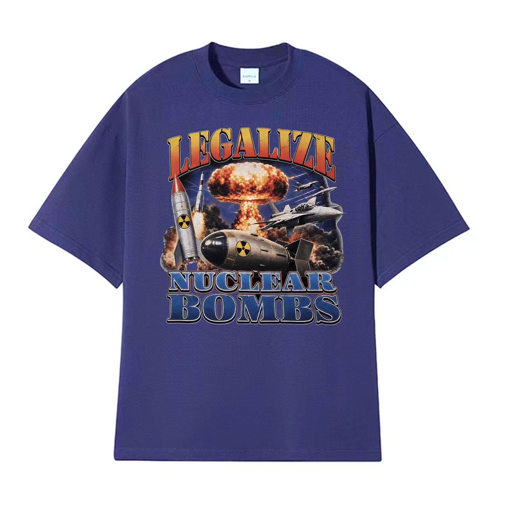 Bombs Funny Vintage Graphic T-shirts Men's Clothing Fashion T-shirt Oversized Cotton Short Sleeve T Shirts
