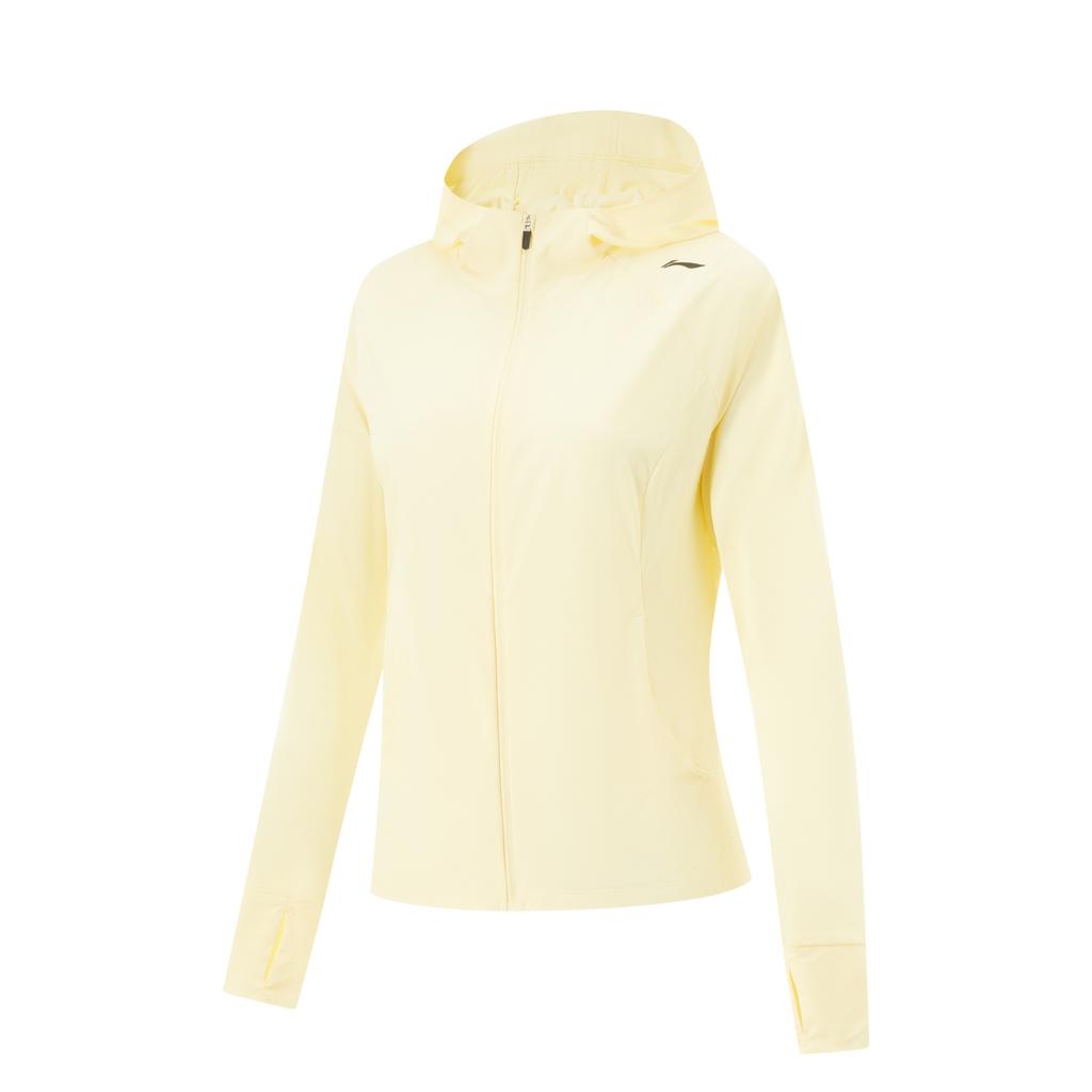 Li-Ning Fitness Series Simple Solid Color Zipper Hooded Windbreaker Women Outerwear Light-Goose-Yellow AFDV286-4