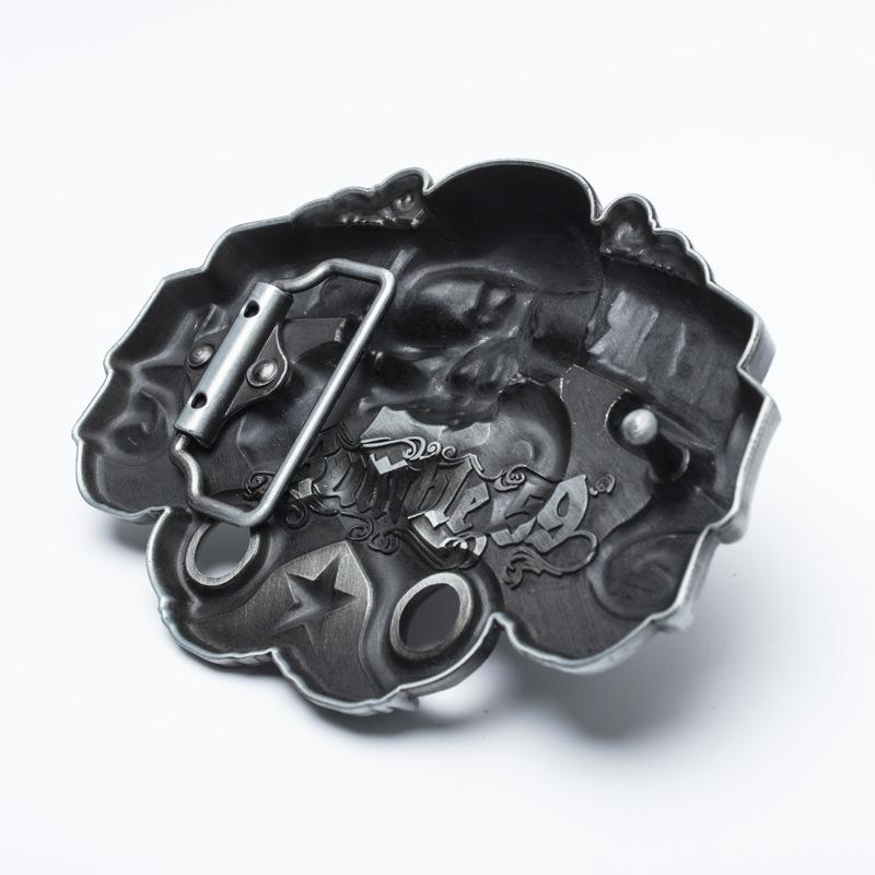 Retro Skull Zinc Alloy Belt Buckle - Ancient Silver Finish