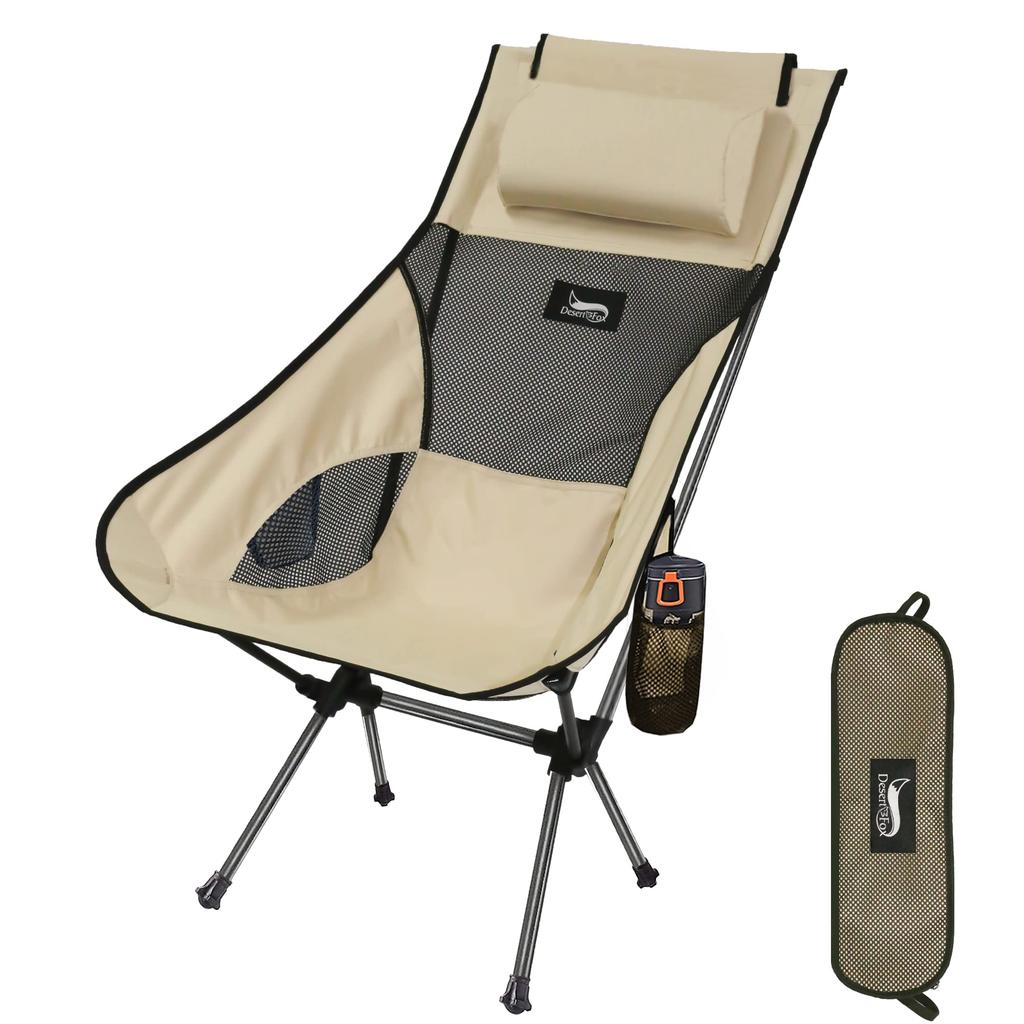 DesertFox Outdoor Ultra High Back Camping Chair Developed Deformable Capacity Chair with Storage 0068 Single Chair, Foldable, Compact, Lightweight,