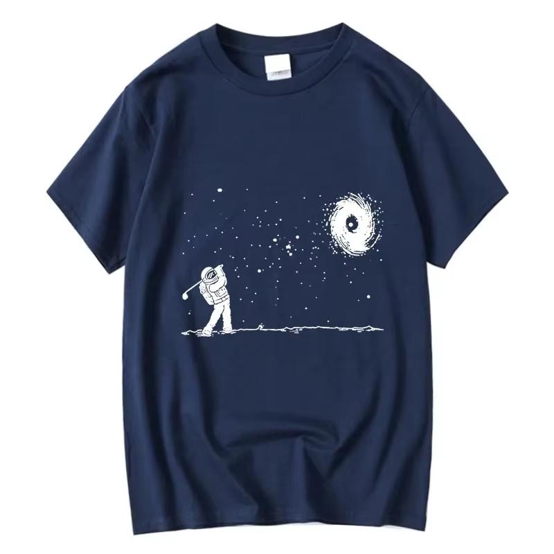

Summer Men s High Quality 100% Cotton Funny Astronaut Print T Shirt Loose O-neck Men Tshirt Short Sleeve T-shirt Male Tee Tops 4XL