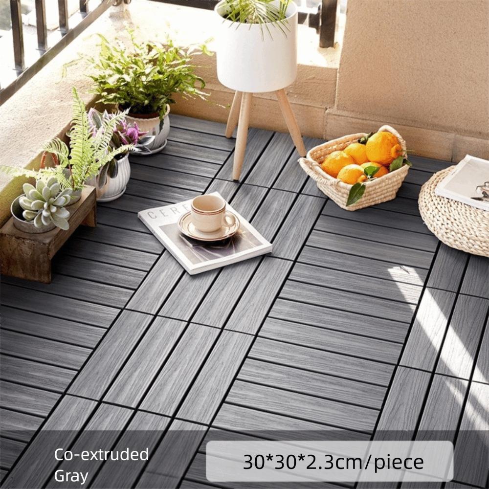 Interlock Wooden WPC Floor Hardwood Terrace Brick New Patio Deck Tiles  Landscaping