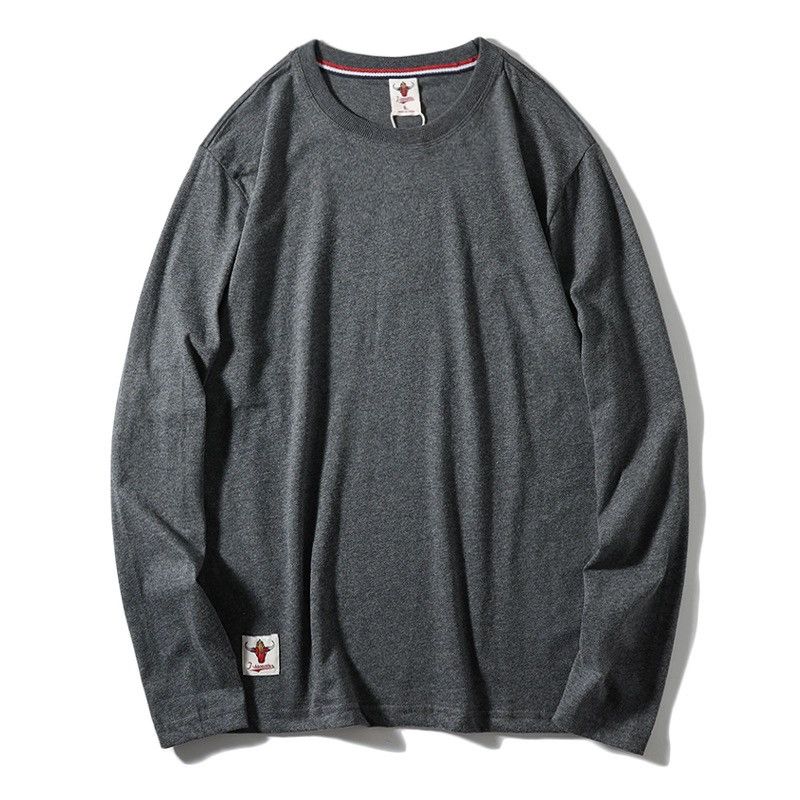 Export Tail Order T-Shirt Men's Long Sleeves Pure Cotton Autumn American Fashion Brand Bottoming Shirt Cut Label Original Order Menswear Clothing