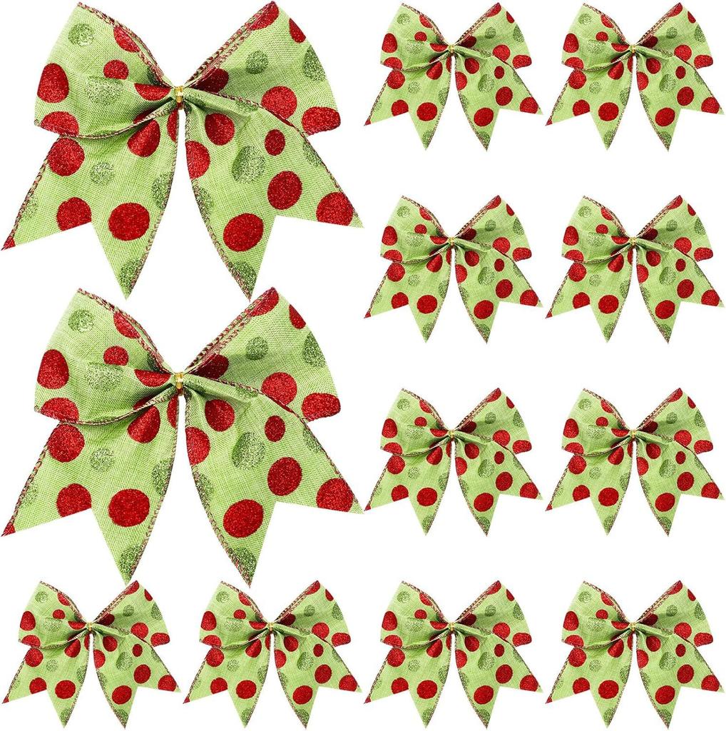 Christmas Bows for Wreaths, DIY Xmas Tree Decorations for Tree Gift Wrapping Garland Home Decor