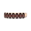 Garnet Oval Half Eternity Band Ring - 925 Sterling Silver Rose Gold Vermeil