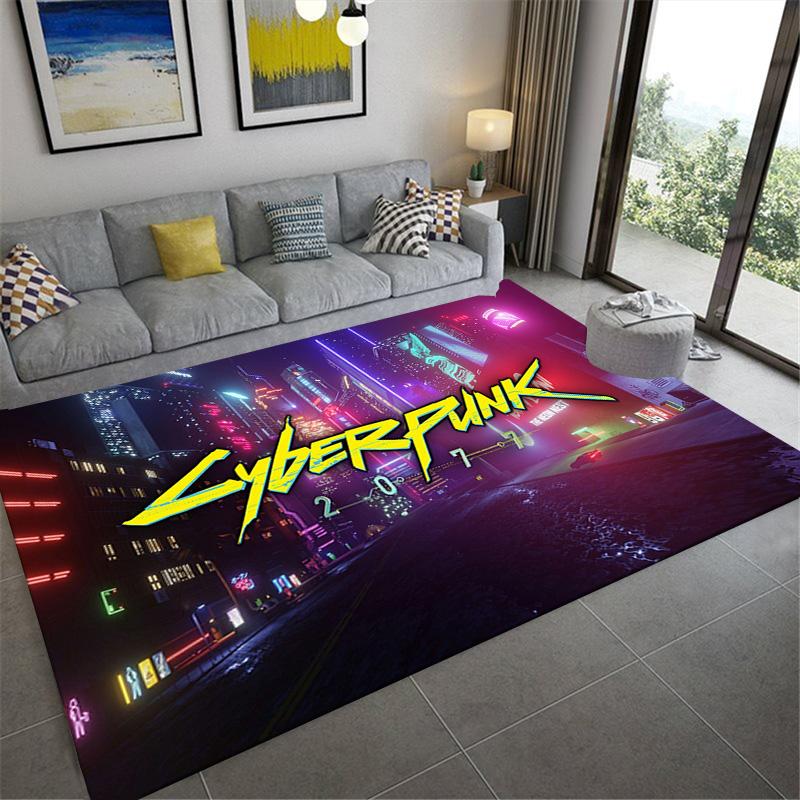 Cyberpunk 2077 Carpet Rug for Living Room Bedroom Home Sofa Decoration,Kids Play Non-slip Floor Mat
