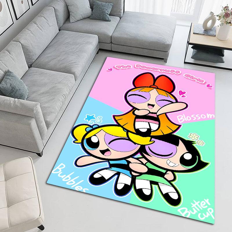 Powerpuff Girls Cartoon Tapijten en Vloerkleed 3D Print Tapijt Vloermat Woonkamer Slaapkamer Groot Oppervlak Zacht Tapijt(JM001)