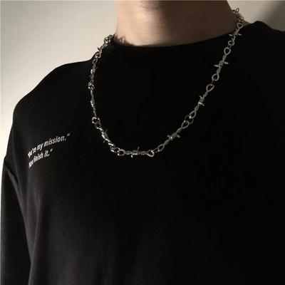 Men's Necklace Wire Chain Spike Punk Twist Thorn Metal  Accessories