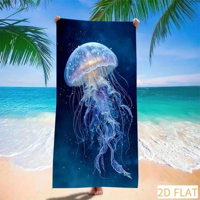 Jellyfish Beach Towel Super Absorbent Quick Dry Microfiber With Ethereal Underwater Print, Soft Sand-Free Blanket For Picnic