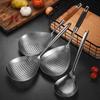 ZISIZ Stainless Steel Slotted Spoons with Ebony Wood Handle