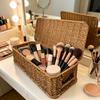 Handwoven Imitation Rattan Wine Basket with Lid Rustic Farmhouse Storage Box for Home Hotel Kitchen Bar Decor Wine Gift Basket