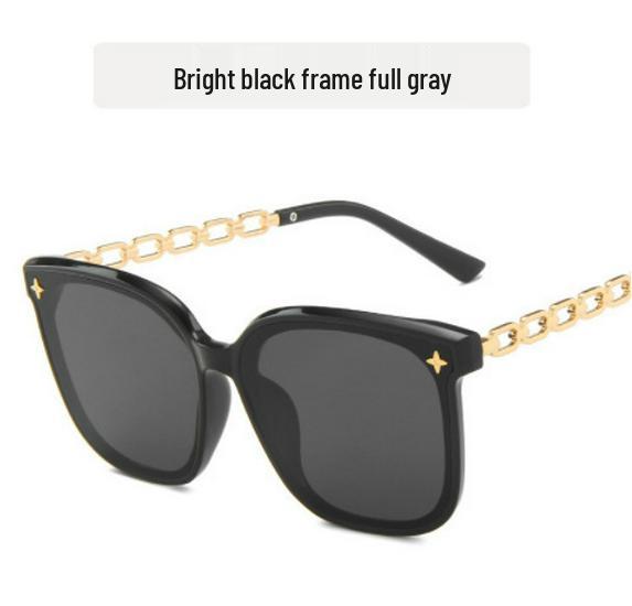 Fashionable Large Frame Chain Sunglasses - Unisex UV Protection, Street Style as Seen on Douyin Live Broadcast and Xiaohongshu