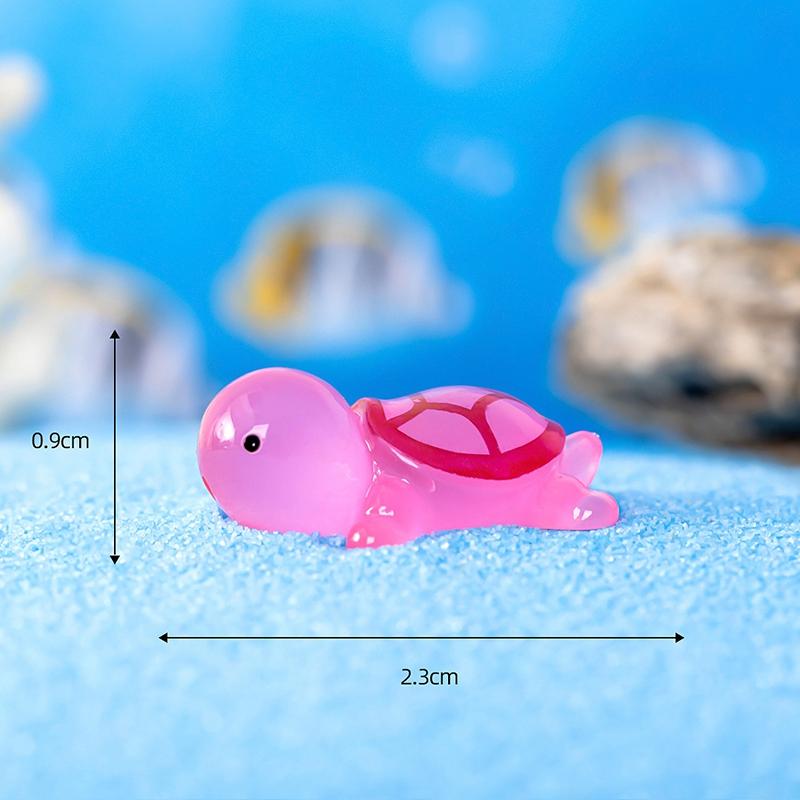 10Pcs Mini Turtle Miniature Figurine Resin Luminous Cute Turtle Ornaments Home Office Micro Landscape Creative Gift For Kid
