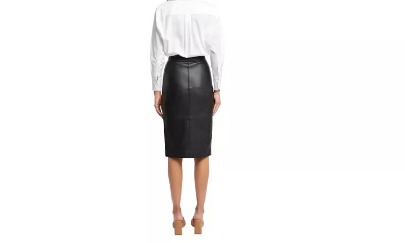 Genuine Leather Soft Lambskin Handmade Party Formal Stylish Black Women's Skirt