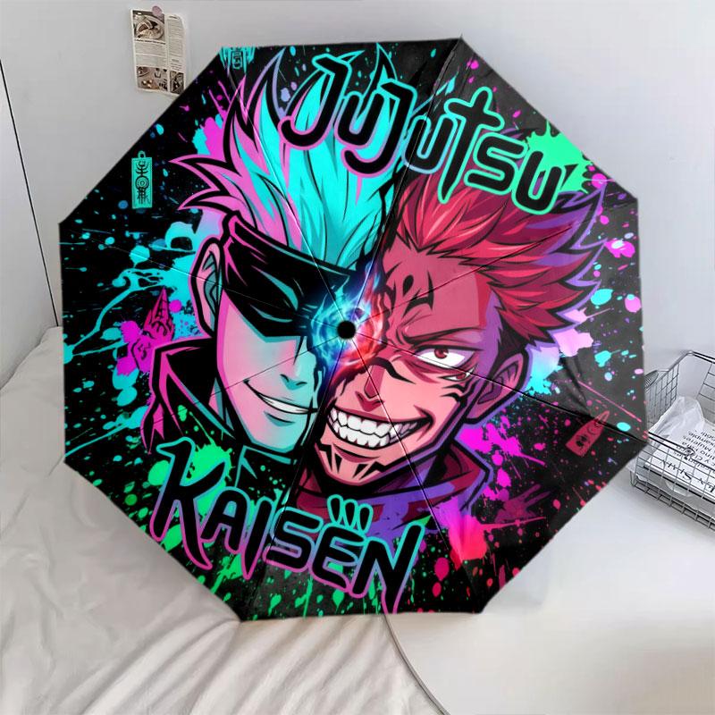 1 PC Automatic Folding Umbrella - Jujutsu Kaisen Pattern Portable Foldable Design With 8 Ribs Christmas Birthday Gifts