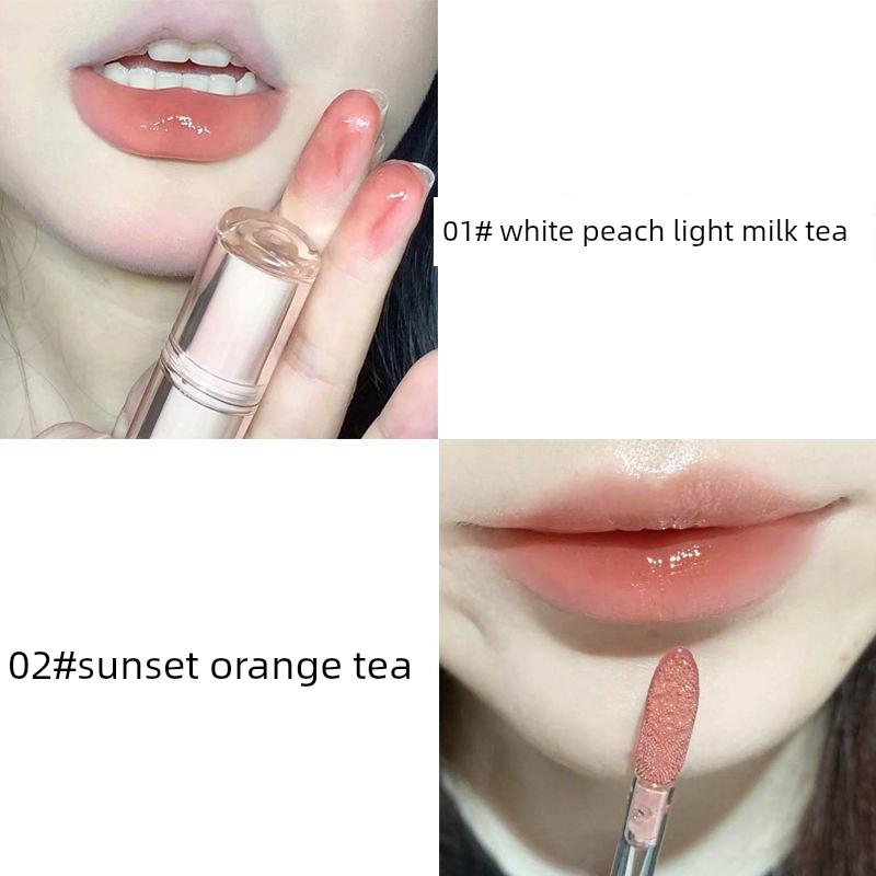 White Peach Milk Tea ~ Li Jiaqi Recommend Water Light Mirror Lip Lacquer Plain Face White Film Forming Students Pure Desire Nourishing Lipstick