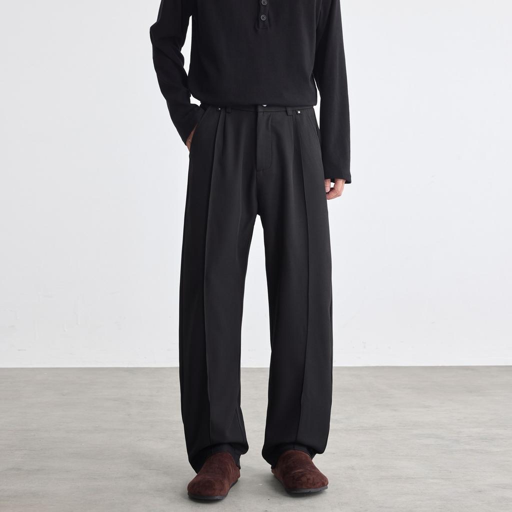Men's Black Trousers Men's Straight Casual Suit Pants New Autumn and Winter Old Money Pants Drape Wide-leg Pants