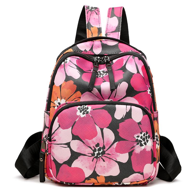 Женский рюкзак с цветочным принтом, легкий, много карманов, нейлоновый рюкзак разноцветный