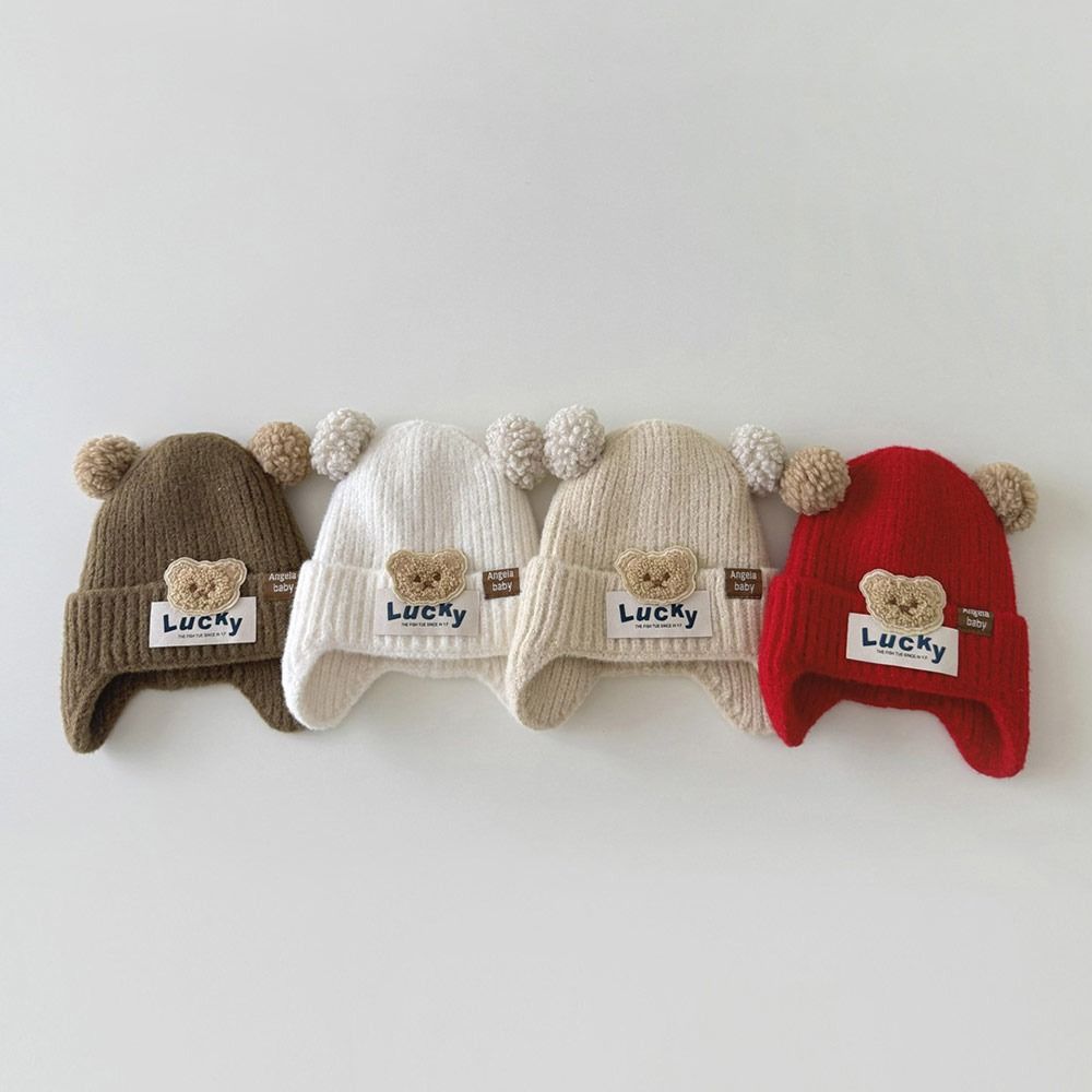 6-24Months Soft Baby Knitted Hat Plush Ball Children Warm Cap Windproof Winter Hat  Boys Girls