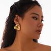 Vintage Metal Geometric Smooth Stud Earrings for Women Fashion Gold Color Irregular Twisted Personality Earrings Jewelry Gifts