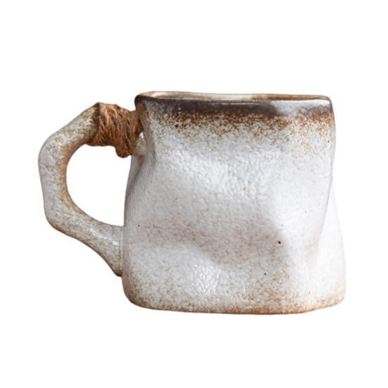 Handmade Ceramic Mug 320ml Vintage Tea Coffee Cup with Rattan Handle Creative Spiral Design Gradient Glaze Drinkware Home Decor Gifts