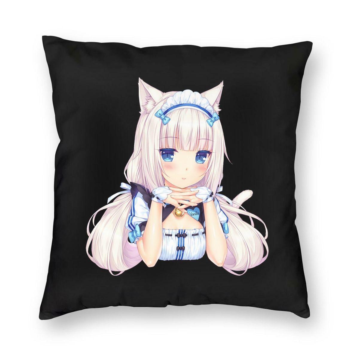 Chocola Nekopara Аниме Квадратная Наволочка Чехол на Подушку Декор Подушки Уютная Подушка-плед для Дома Спальни 12x12Inch