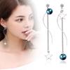 Suijue Schmuck 925 Silbernadel Sternohrringe Damen Asymmetrische Kristall Mode Persönlichkeit Ohrringe Lang