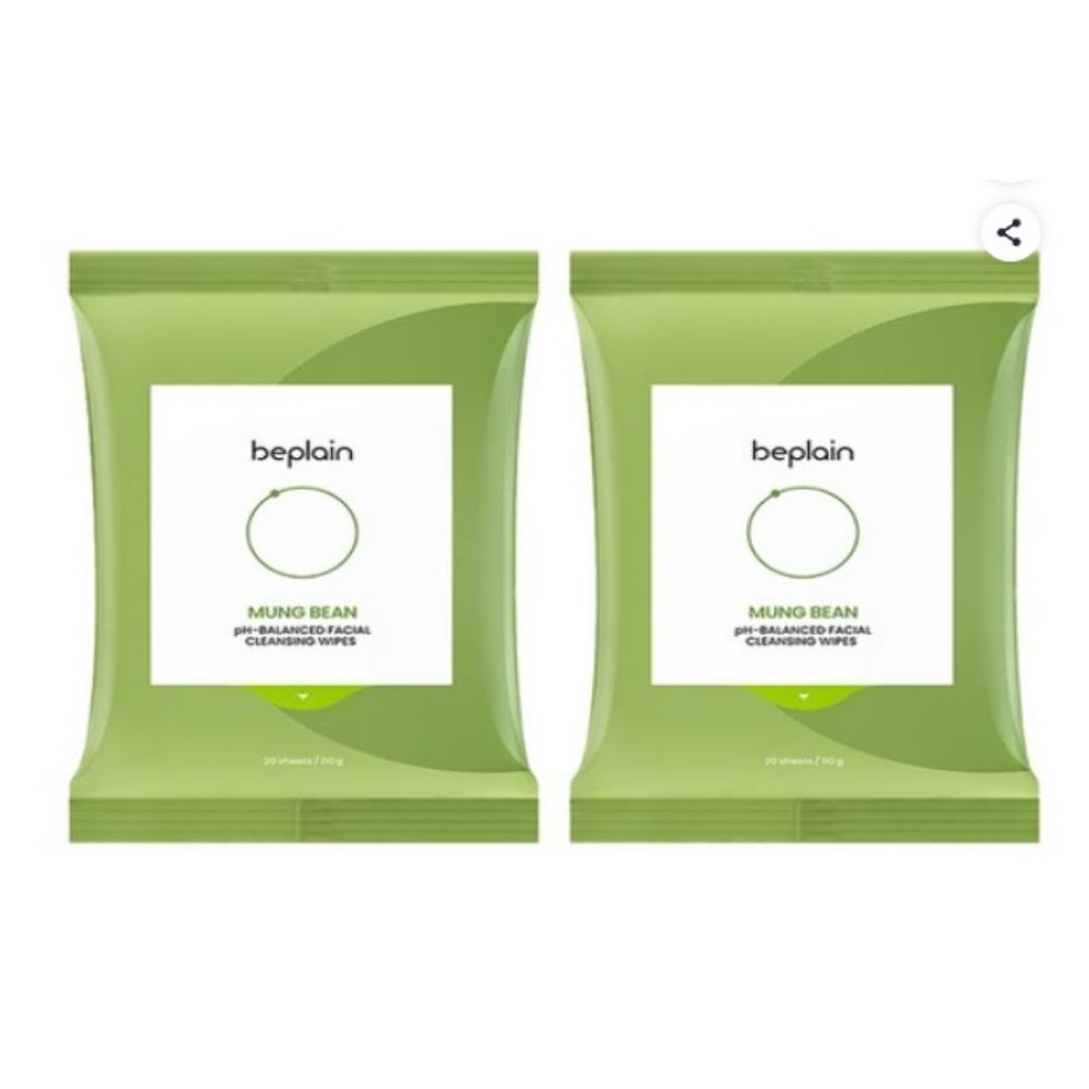 Beplain Mung Bean Mild Acidic Cleansing Wipes Gentle Face Makeup Remover 20 Sheets ×2