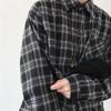 Spring Men's Retro Loose Plaid Hoodie Long Sleeve Shirt - Korean & Hong Kong Style
