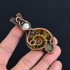 Ammonite Fossil 999 Copper Wire Wrapped Pendant, Handmade Gemstone Jewelry Pendant For Memorial Day