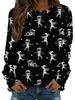Halloween pattern pumpkin bat 3D printed women's Harajuku round neck long sleeved T-shirt