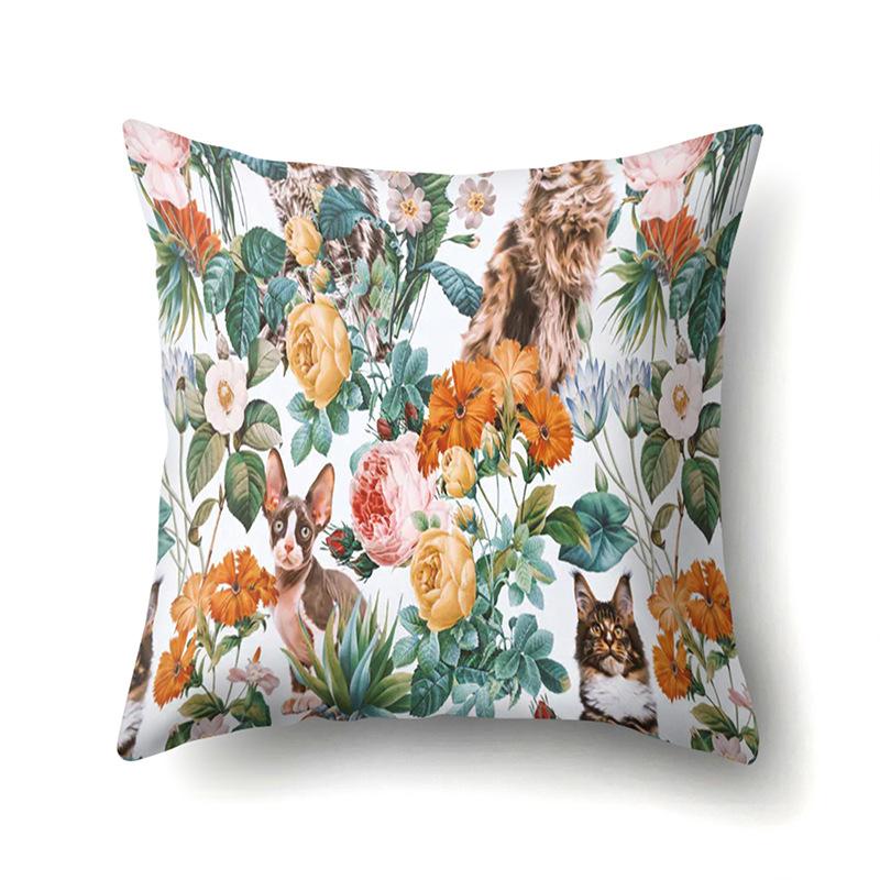 Polyester Pillowcase Plant Decoration Home Printed Pillow Car Waist Cushion Sofa Bed Head Cushion Cover
