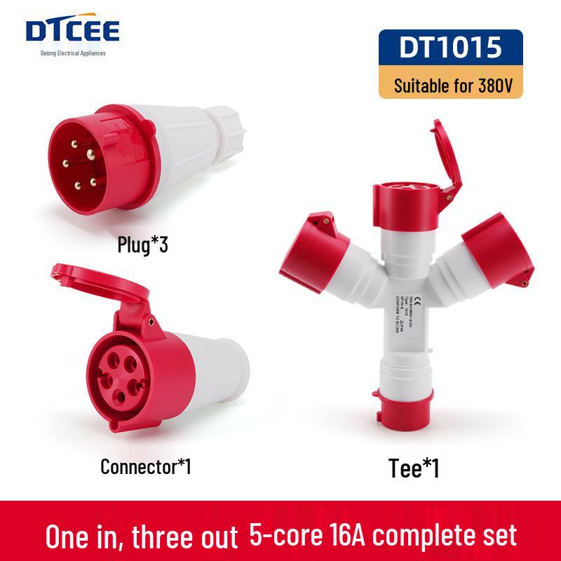 Three-Way Explosion-Proof Industrial Plug Y-Type Aviation Socket 32A/16A Waterproof Converter.