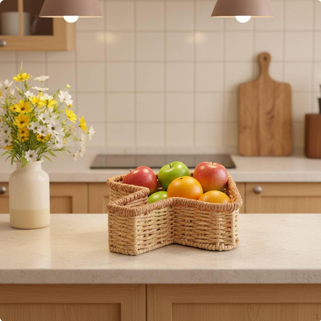 Paper Rope Storage Tray MultiFunctional Imitation Rattan Sundry Bin Decorative Woven Basket for