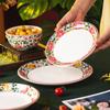 European Ceramic Western Steak Plate Painted Rose Dinner Plate Both That Noodle Bowl Dessert Main Course Dish Kitchen Tableware