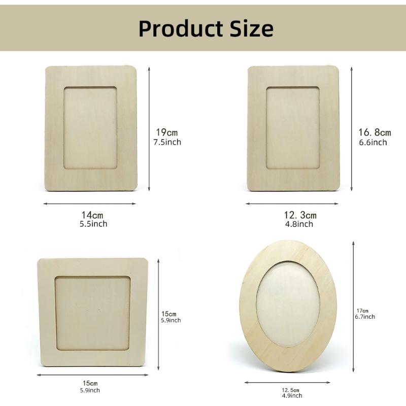 10Pcs Craft Ready Unfinished Wood Photo Frame Picture Frame for Display
