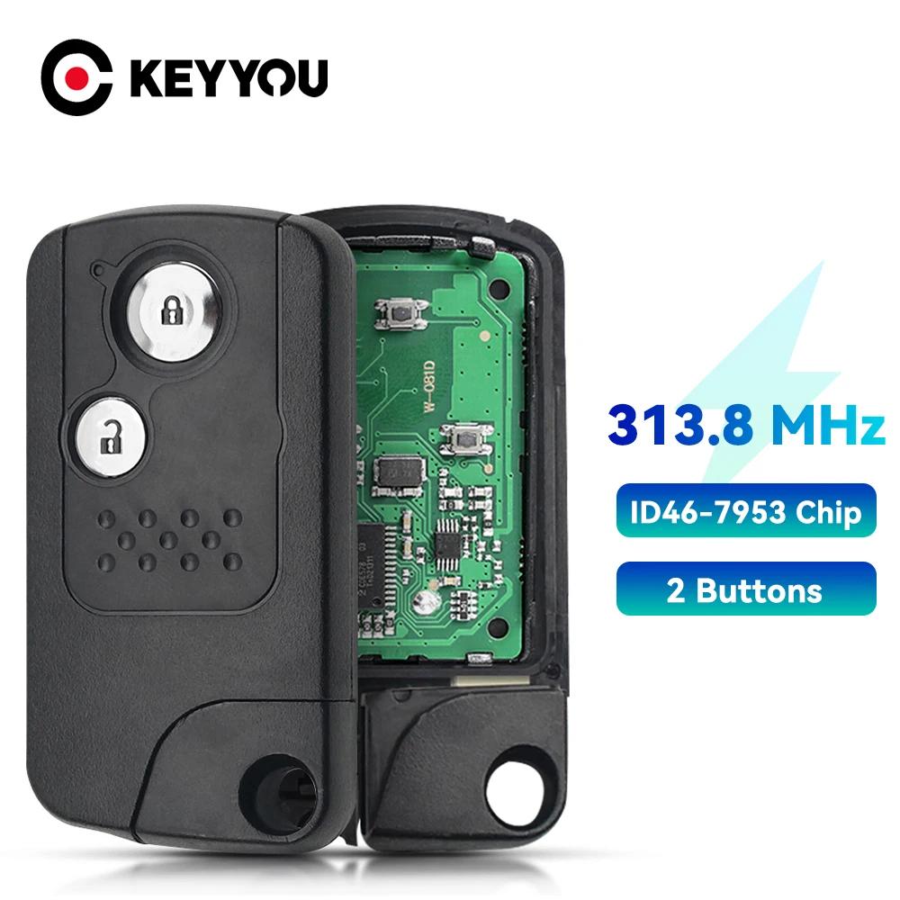KEYYOU Keyless GO Remote Car Key 313.8 / 433Mhz For Honda Accord/Spirit/CRV/New Civic ID46 Knob Start Smart Promixity Card